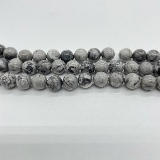 Picture of Stone ( Natural ) Loose Beads Round Grayish White 1 Strand