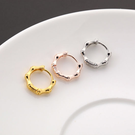 Picture of Brass Hoop Earrings Multicolor Round Bamboo 3cm Dia.                                                                                                                                                                                                          