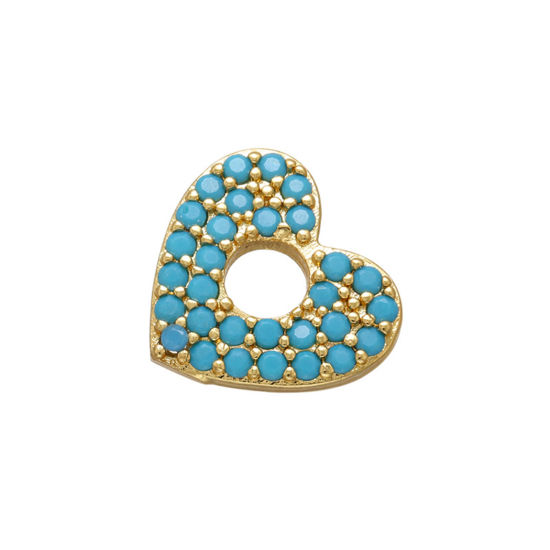 Image de 1 Pièce Breloques La Saint Valentin en Laiton Cœur Plaqué Or 18K Micro Pave à Zircone Cubique Multicolore 13mm x 12mm