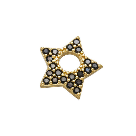Immagine di 1 Pz Ottone Galassia Ciondoli Stella a Cinque Punte Placcato Oro 18K Micro Spianare Multicolore Cubic Zirconiae 13mm x 12mm