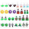 Imagen de Acrílico Halloween Pendientes Gancho Tono de Plata Multicolor Calavera Esqueleto de Halloween 1 Par