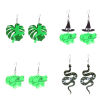 Imagen de Acrílico Halloween Pendientes Gancho Tono de Plata Multicolor Calavera Esqueleto de Halloween 1 Par