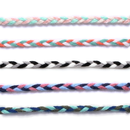 Bild von Geflochtene Freundschaftsarmbänder aus Baumwolle und Leinen, gewellt, mehrfarbig, Quaste, verstellbar, 16 cm - 18 cm lang