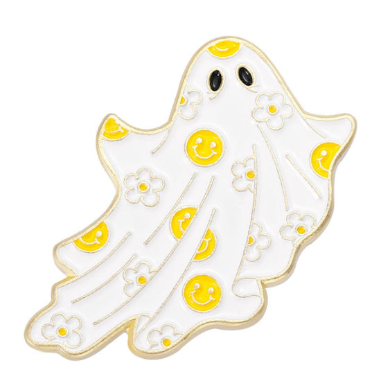 Picture of Cute Pin Brooches Halloween Ghost Halloween Pumpkin Multicolor Enamel