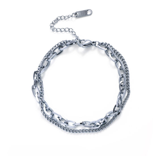 Immagine di 304 Acciaio Inossidabile Elegante Catena Multistrato Collana Multicolore 17cm Lunghezza, 1 Pz