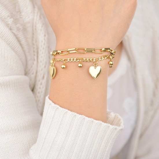 Image de Bracelets Élégant en 304 Acier Inoxydable Multicolore 16.5cm long, 1 Pièce