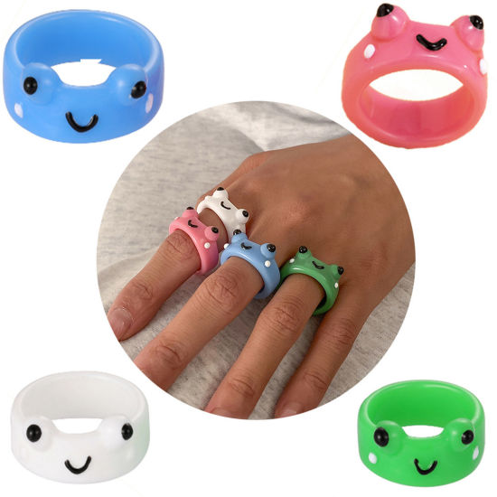 Picture of Resin Cute Unadjustable Rings Multicolor Animal