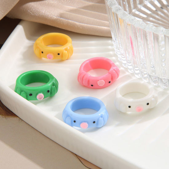 Picture of Resin Cute Unadjustable Rings Multicolor Animal