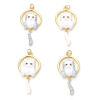 Picture of Brass Pendants Gold Plated Cat Animal Enamel Black Rhinestone 3.3cm x 1.6cm