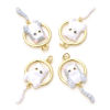 Picture of Brass Pendants Gold Plated Cat Animal Enamel Black Rhinestone 3.3cm x 1.6cm