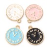 Image de Breloques en Alliage de Zinc Rond Doré Multicolore Cloches Émail Double Face 17mm x 14mm, 10 Pcs