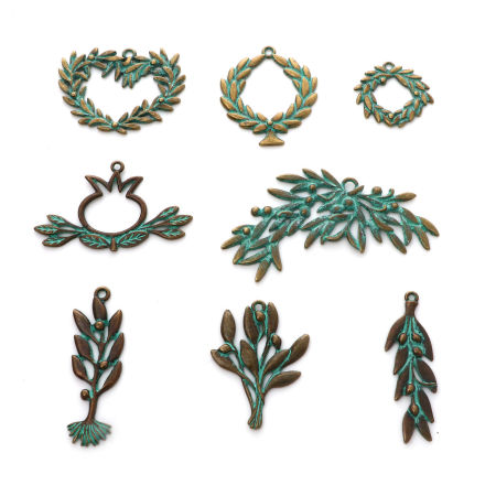 Zinc Based Alloy Patina Pendants Antique Bronze Olive Branch Leaf