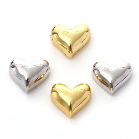 Zamak día de San Valentín Cuentas Multicolor Corazón Aprox 11.5mm x 10mm, 10 Unidades
