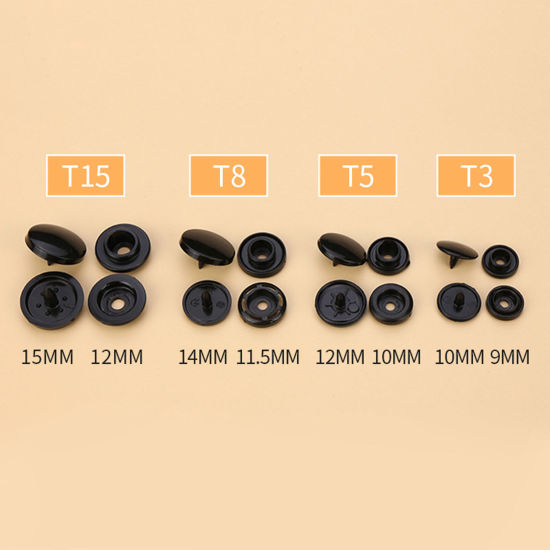 Picture of Plastic Snap Fastener Buttons Round Black & White 100 Sets