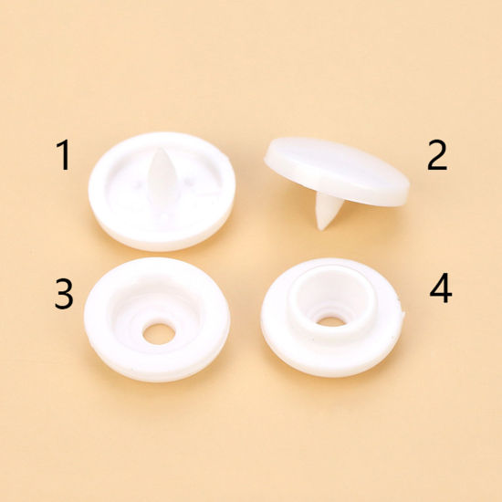 Picture of Plastic Snap Fastener Buttons Round Black & White 100 Sets