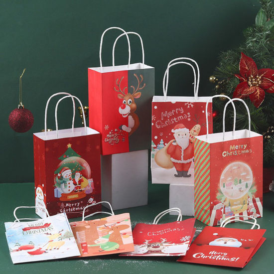 Picture of Paper Tote Bags Multicolor Rectangle Christmas Pattern