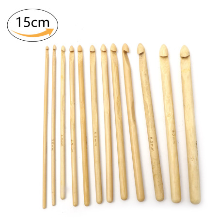 Natural Bamboo Crochet Hooks Needles Beige 15cm(5 7/8") long
