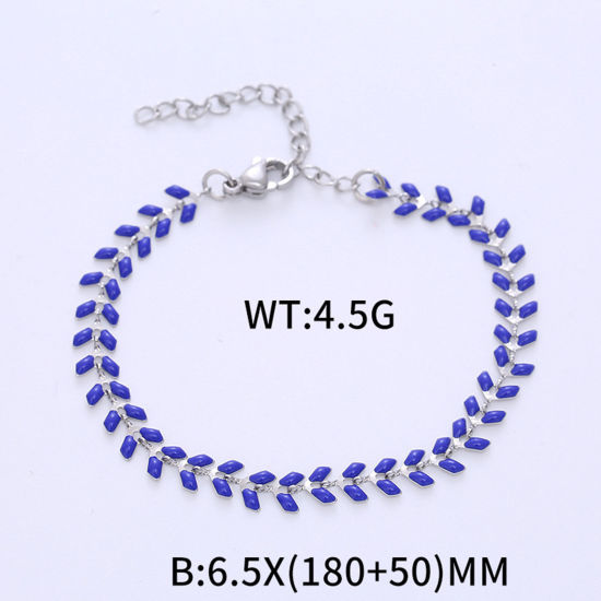 Imagen de 304 Acero Inoxidable Elegante Cadenas Pulseras Tono de Plata Multicolor Punta de Flecha Esmalte 18cm longitud, 1 Unidad