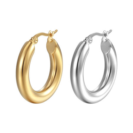 Image de Boucles d'Oreilles Créole Anneaux en 304 Acier Inoxydable Élégant Multicolore Rond 1 Paire