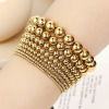 Picture of 304 Stainless Steel Stylish Dainty Bracelets Delicate Bracelets Beaded Bracelet Gold Plated Elastic 18cm(7 1/8") long
