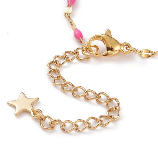 Picture of 304 Stainless Steel Link Chain Bracelets Components Gold Plated Enamel 16.2cm(6 3/8") long