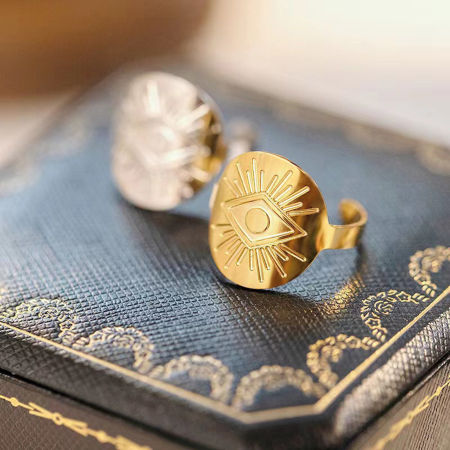 チタン 宗教 オープンタイプ 調整可能 リング 指輪 多色 円形 プロビデンスの目/すべてを見通す目 17.3mm（日本サイズ約14号）、 1 個