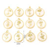 Picture of Natural Shell & Brass Birth Month Flower Charms Round Real Gold Plated White 28mm x 22mm