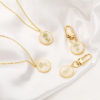 Picture of Natural Shell & Brass Birth Month Flower Charms Round Real Gold Plated White 28mm x 22mm