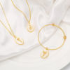 Picture of Natural Shell & Brass Birth Month Flower Charms Oval Real Gold Plated White 27mm x 18mm