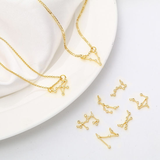 Bild von Messing Verbinder Echtgold plattiert Sternbild Micro Pave Klar Zirkonia 2 Stück