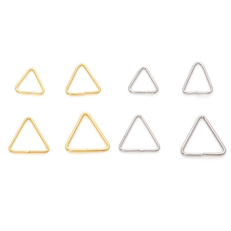 10 Unidades Latón Abierto Argollas Oro Real Chapado Triángulo