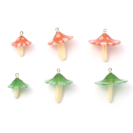 Acrylic 3D Charms Mushroom Multicolor
