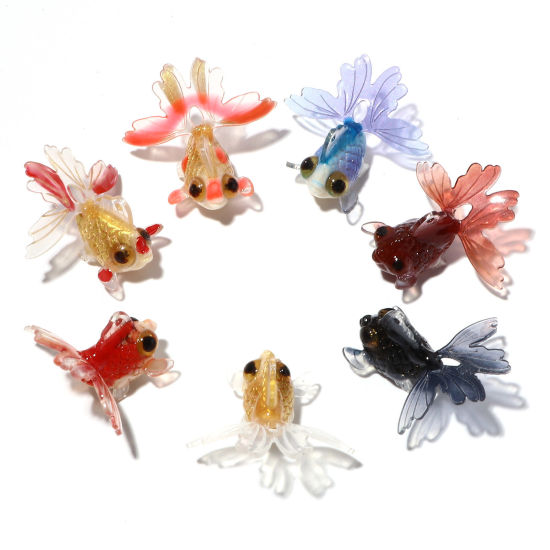 Bild von Harz 3D Charms Goldfisch Bunt 29mm x 26mm, 1 Stück