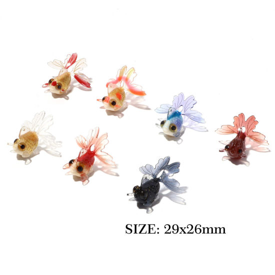 Bild von Harz 3D Charms Goldfisch Bunt 29mm x 26mm, 1 Stück