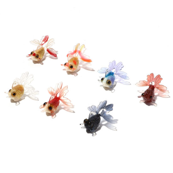 Bild von Harz 3D Charms Goldfisch Bunt 29mm x 26mm, 1 Stück