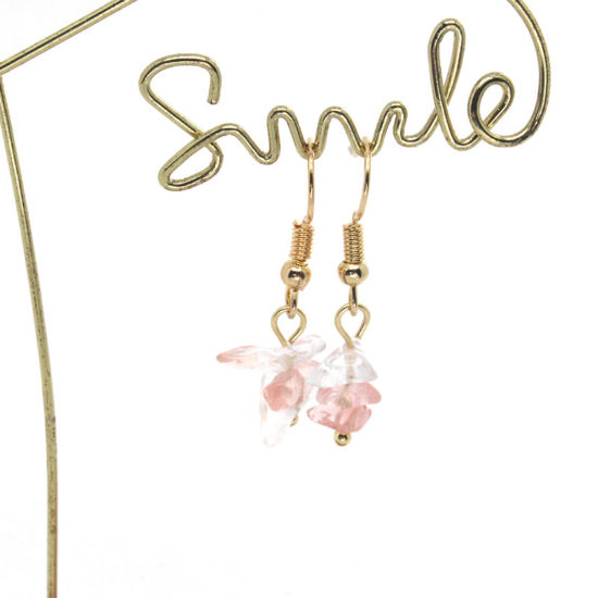 Immagine di Pietra Stile Bohemien Orecchini Gancio Oro Placcato Multicolore Scheggia di Perle Gemma Imitata 2cm x 0.5cm, 1 Paio