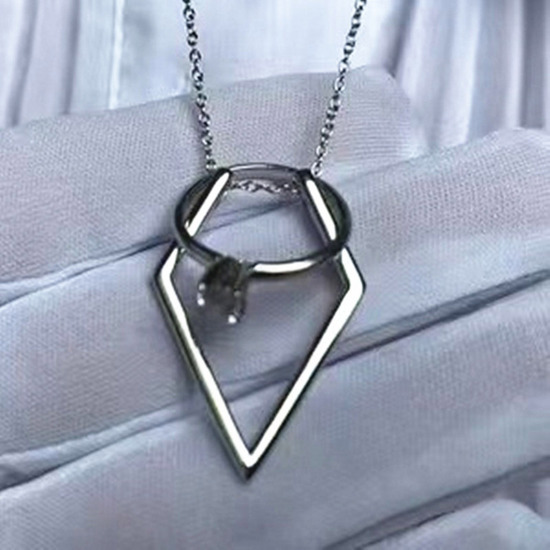 Bild von Einfache Ringhalter-Halskette aus Kupfer, mehrfarbig, geometrisch, 45 cm (17 6/8") lang