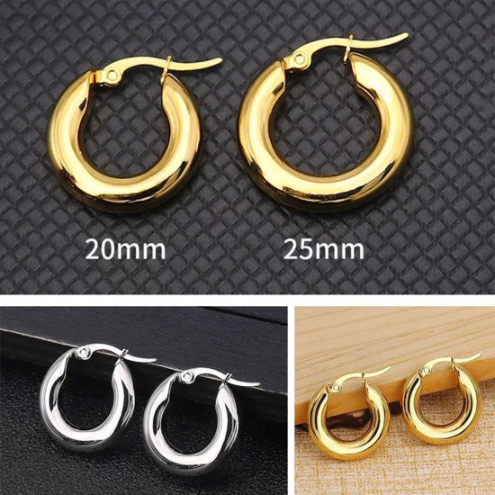 Picture of 304 Stainless Steel Stylish Hoop Earrings Multicolor Round