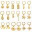 Imagen de 304 Acero Inoxidable Elegante Pendientes Círculos Chapado en Oro Concha Estrella 1 Par