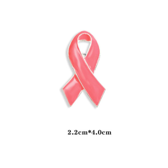 Imagen de Elegante Pin Broches Cinta Tono de Plata Multicolor Esmalte 1 Unidad