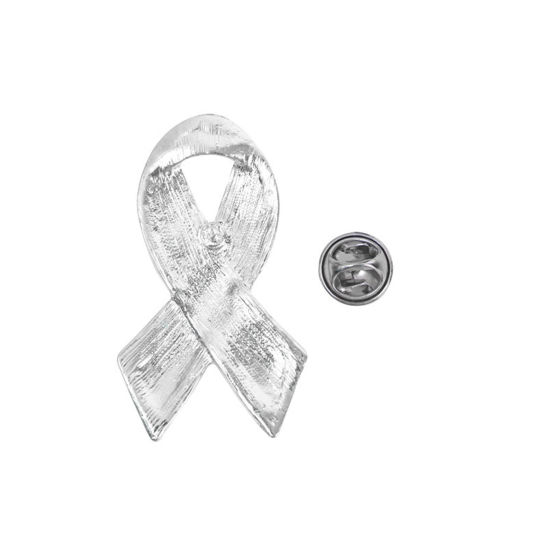 Imagen de Elegante Pin Broches Cinta Tono de Plata Multicolor Esmalte 1 Unidad