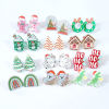 Picture of Acrylic Christmas Ear Post Stud Earrings Silver Tone Multicolor Christmas Santa Claus