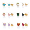 Picture of 316 Stainless Steel Valentine's Day Ear Post Stud Earrings Gold Plated Multicolor Glitter Heart Enamel 6.3mm x 5.6mm