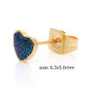 Picture of 316 Stainless Steel Valentine's Day Ear Post Stud Earrings Gold Plated Multicolor Glitter Heart Enamel 6.3mm x 5.6mm