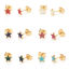 Bild von 316 Edelstahl Stilvoll Ohrring Ohrstecker Vergoldet Bunt Glitzernd Pulver Pentagramm Stern Emaille 6.7mm x 6.7mm, Drahtstärke: (21 gauge), 1 Paar