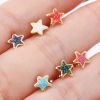 Picture of 316 Stainless Steel Stylish Ear Post Stud Earrings Gold Plated Multicolor Glitter Pentagram Star Enamel 6.7mm x 6.7mm