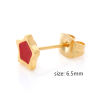 Picture of 316 Stainless Steel Stylish Ear Post Stud Earrings Gold Plated Multicolor Pentagram Star Enamel 6.5mm Dia.
