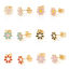 Imagen de 316 Acero Inoxidable Elegante Pendientes Chapado en Oro Multicolor Glitter Flor Esmalte 6mm Dia., Post/ Wire Size: (21 gauge), 1 Par