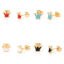 Imagen de 316 Acero Inoxidable Elegante Pendientes Chapado en Oro Multicolor Corona Esmalte 8.3mm x 7.2mm, Post/ Wire Size: (21 gauge), 1 Par