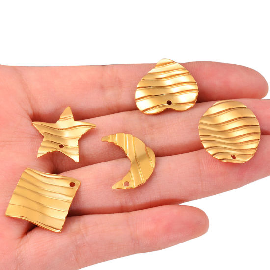 Picture of 304 Stainless Steel Charms Multicolor Geometric Stripe Twisted